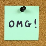 picture of a stickie with a three letter acronym OMG written on it