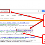 Google search results screen with title tag and meta description tag boldfacing highlighted