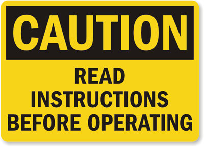 caution sign about reading instructions applied to Google guidelines