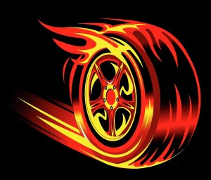 flaming wheel illustrating the concept of speed