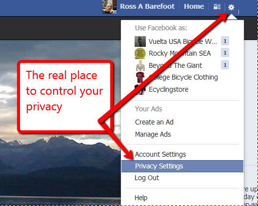 screen shot of facebook privacy settings location