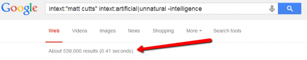 screen shot of google search using matt cutts and unnatural kws